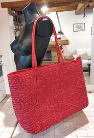 Borsa in rafia rossa