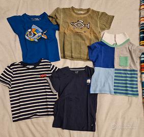 5 magliette neonato taglia 2 anni manica corta