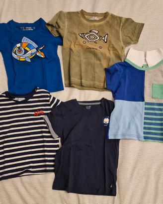 5 magliette neonato taglia 2 anni manica corta