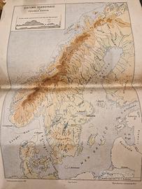 Antica carta geografica della Scandinavia
