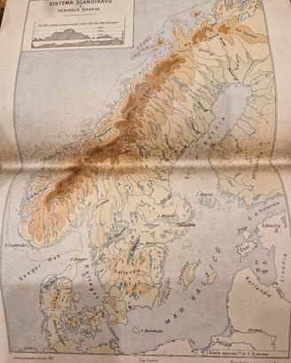 Antica carta geografica della Scandinavia