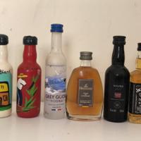 Lotto di 8 Bottiglie Mignon in Vetro da Collezione