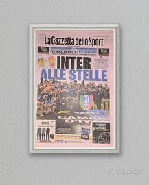 Quadro Gazzetta Inter seconda stella 2024 Milano