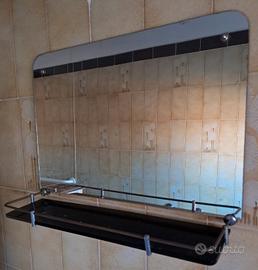 Specchio con mensola in vetro Vintage anni '50