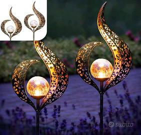 Set di 2 Luci Solari da Giardino Effetto Fiamma LE