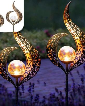 Set di 2 Luci Solari da Giardino Effetto Fiamma LE