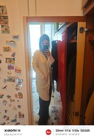cardigan bianco cappuccio 