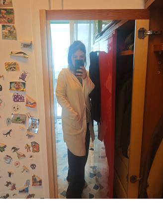 cardigan bianco cappuccio 