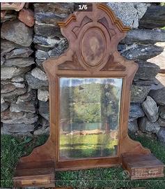 Antica Specchiera da appoggio in noce