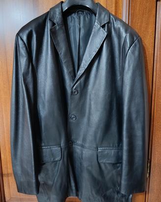 Giacca uomo in pelle nera tg. 56