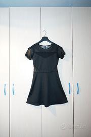Vestito Nero Corto H&M con Inserti Mesh/Tulle