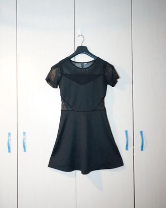 Vestito Nero Corto H&M con Inserti Mesh/Tulle