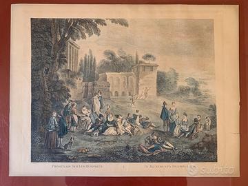 Incisione antica ‘700 Antoine Watteau
