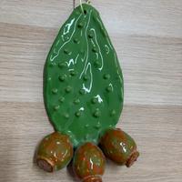 Foglia fico d'india verde frutti colorati 25 cm