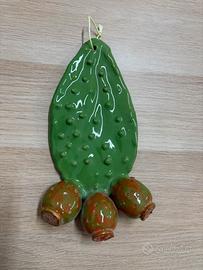 Foglia fico d'india verde frutti colorati 25 cm