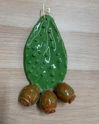 Foglia fico d'india verde frutti colorati 25 cm