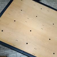 Telaio letto matrimoniale, legno/acciaio con ruote
