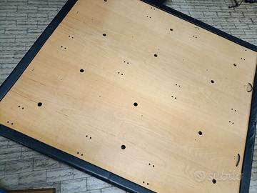 Telaio letto matrimoniale, legno/acciaio con ruote