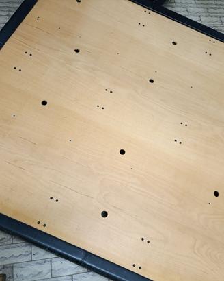 Telaio letto matrimoniale, legno/acciaio con ruote