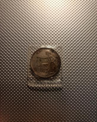 Moneta rara 2 franchi helvetia 1860 con seduta 