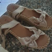 sandali donna con lacci a schiava e zeppa