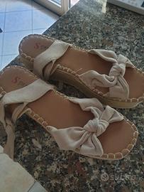 sandali donna con lacci a schiava e zeppa