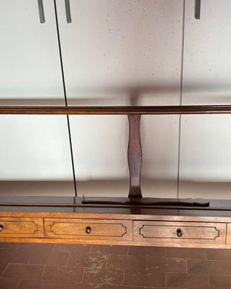 Piattaia da muro in legno con 4 cassetti vintage