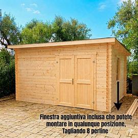 CASETTA DI LEGNO HAMMAR 410x320cm spess.28mm NUOVA