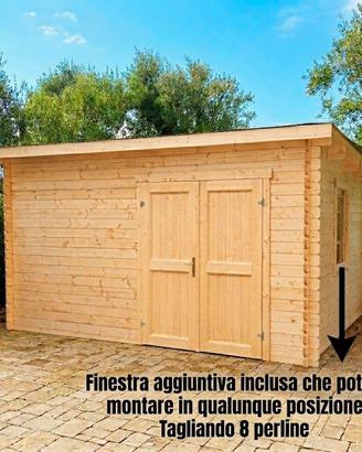 CASETTA DI LEGNO HAMMAR 410x320cm spess.28mm NUOVA