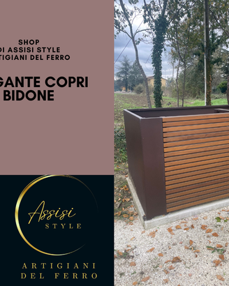 Assisi Style Copri bidoni in ferro e legno