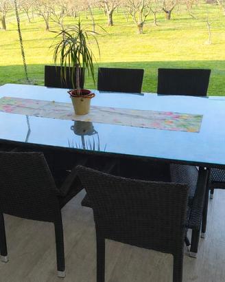 Tavolo in Polyrattan 230x120 con 8 sedie