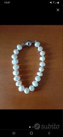 Bracciale perle bianche e acciaio da donna