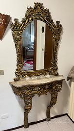 Console con specchio e piano in marmo