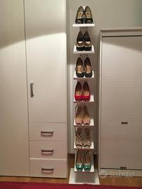 Scarpiera Verticale in metallo bianco - 7 ripiani