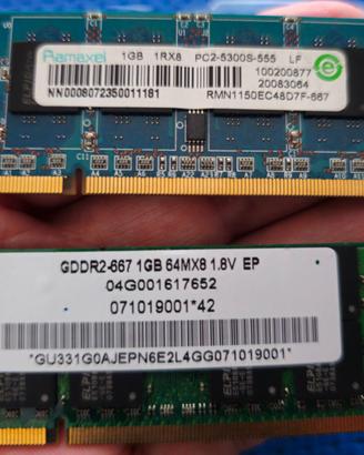 RAM DDR2 2GB kit 2x1GB 667MHz notebook laptop