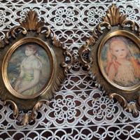 Quadretti vintage con cornice antica in legno.