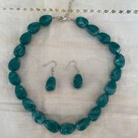 Collana + orecchini in malachite verde