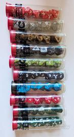 Lotto 10 Set Dadi RPG D&D Chessex / Koplow in Tubo
