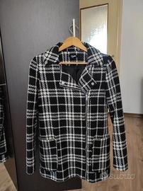 Cappotto tartan bianco e nero