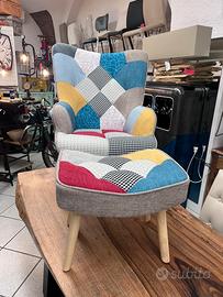 Nuove poltrone comprensive di pouff relax tessuto