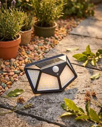 Lampada Solare 4 Facce  100 LED -sensore movimento