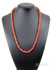 Collana in corallo rosso naturale e oro