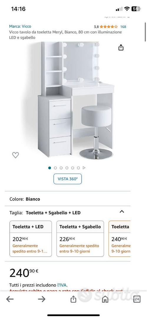 VICCO TOELETTA DEKOS Tavolo da trucco Specchiera Toilette LED