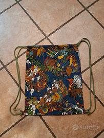 zaino cotone fantasia multicolore lacci verdiScout