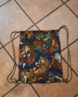 zaino cotone fantasia multicolore lacci verdiScout