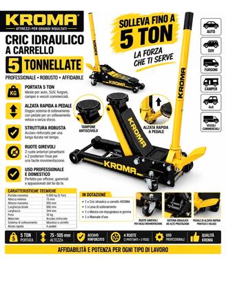 Cric professionle 5 tonnelate rinassato kroma