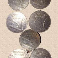 7 monete 10 lire spighe 1956