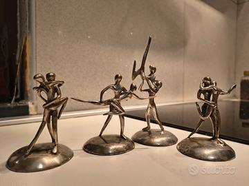 statua statuette vintage ballerine metallo