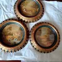 tre quadretti dipinti a olio vintage 