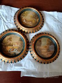 tre quadretti dipinti a olio vintage 